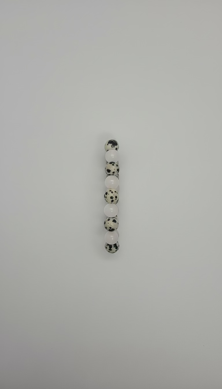 Rose Quartz & Dalmatian Jasper Beaded Bracelet