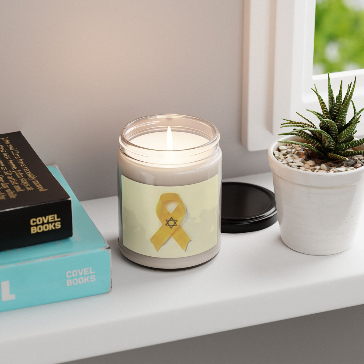 Soy Candle - Unbroken Hope Yellow Ribbon Star of David 9oz