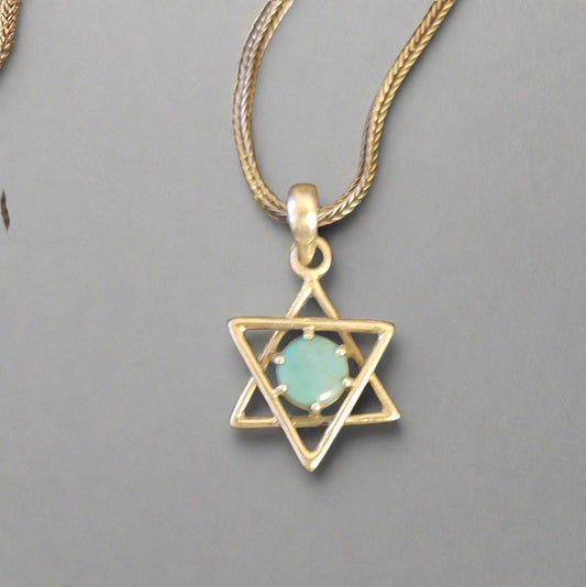 Sleeping Beauty Turquoise in Sterling Silver Star of David Pendant