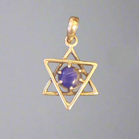 Lapis Lazuli in Sterling Silver Star of David Pendant