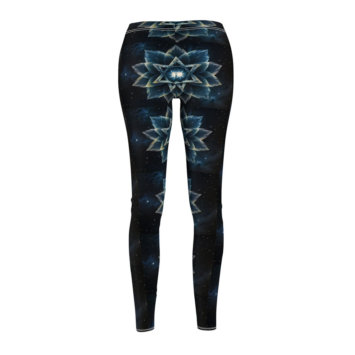 Women's Cut & Sew Casual Leggings - Blue Cosmic Lotus Star of David Magen David Art