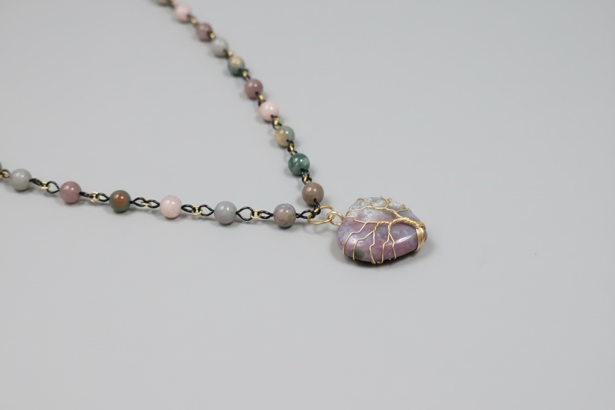 Roni's Moss Agate Tree of Life Heart Necklace