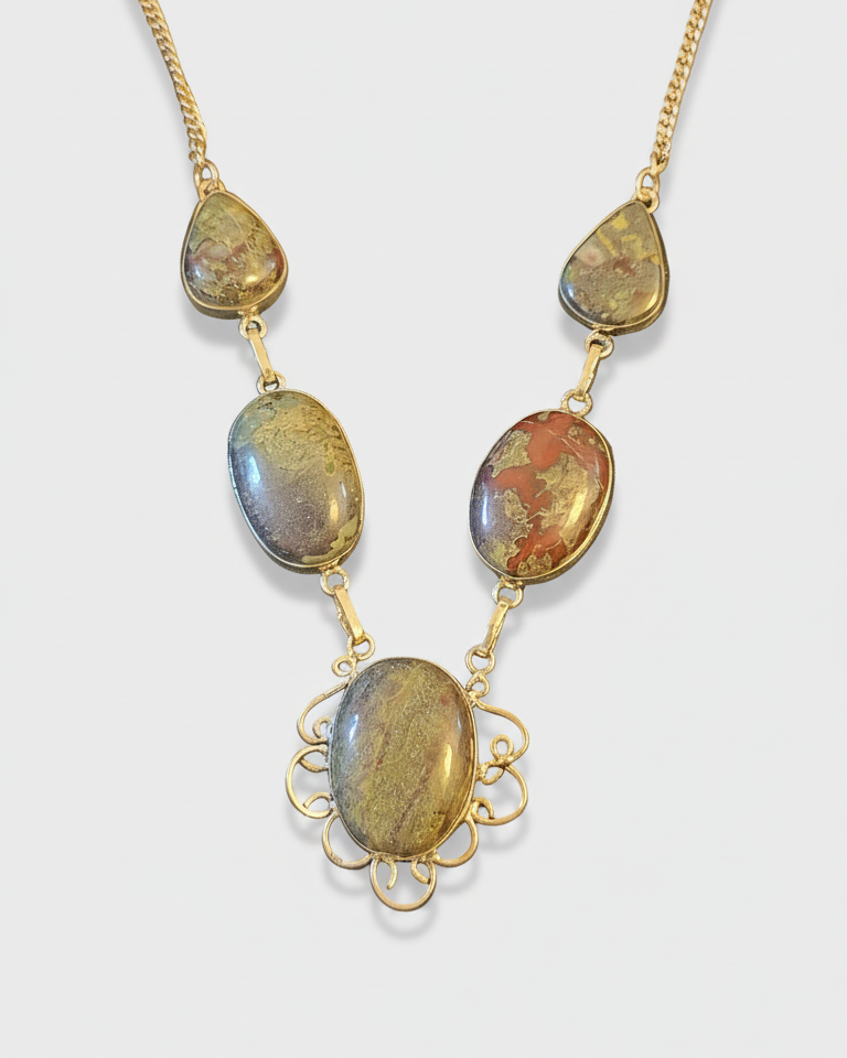 Dragon Blood Stones in .925 Sterling Silver Statement Necklace