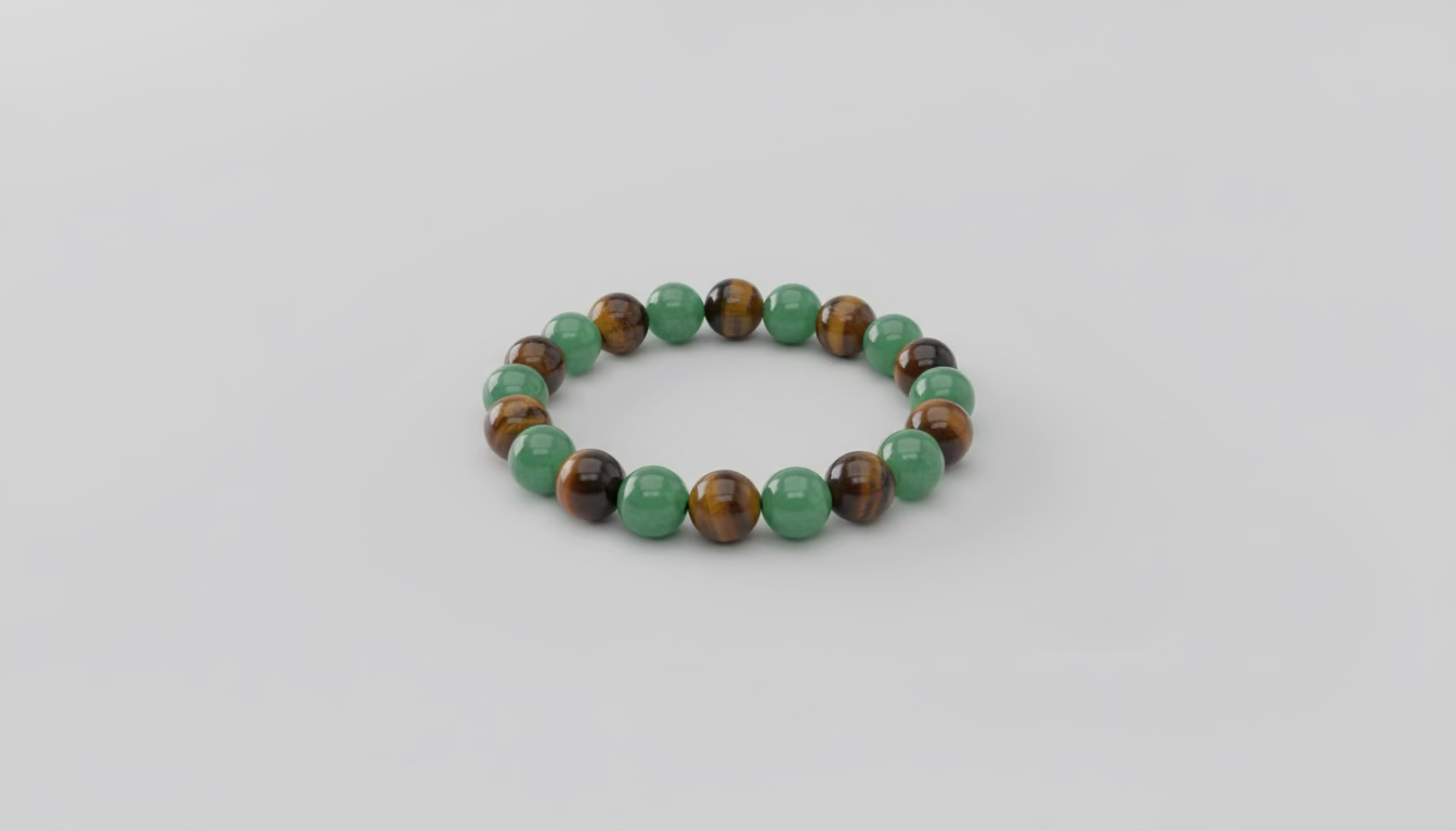 Green Aventurine & Tiger's Eye Beaded Bracelet